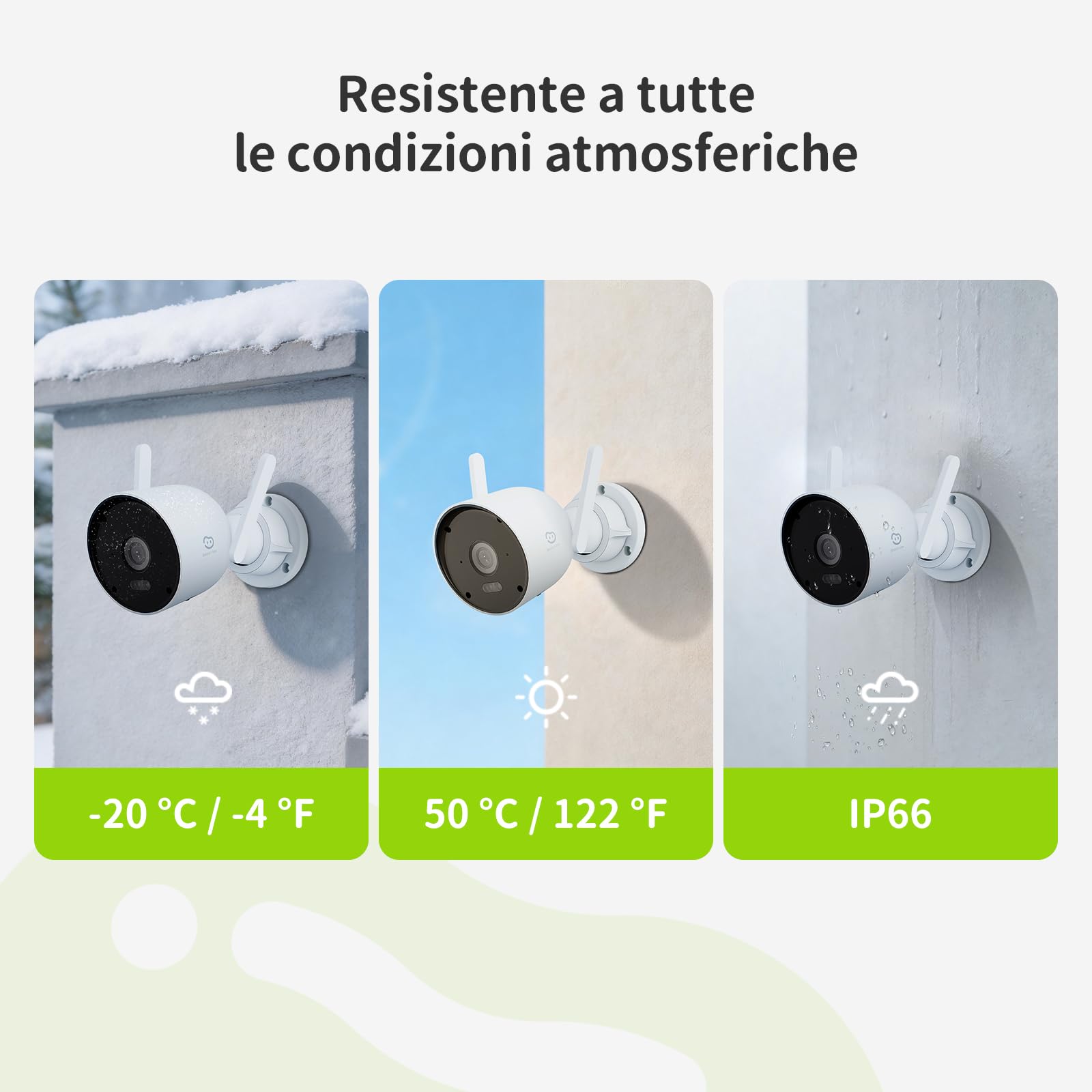 Beans View Telecamera Wi-Fi da Esterno 4K, Videocamera Sorveglianza Dual-Band 2.4/5GHz, Visione Notturna a Colori, Rilevamento AI Persone e Veicoli, Allarme Acustico e Visivo, ONVIF/RTSP, IP66 (D110)