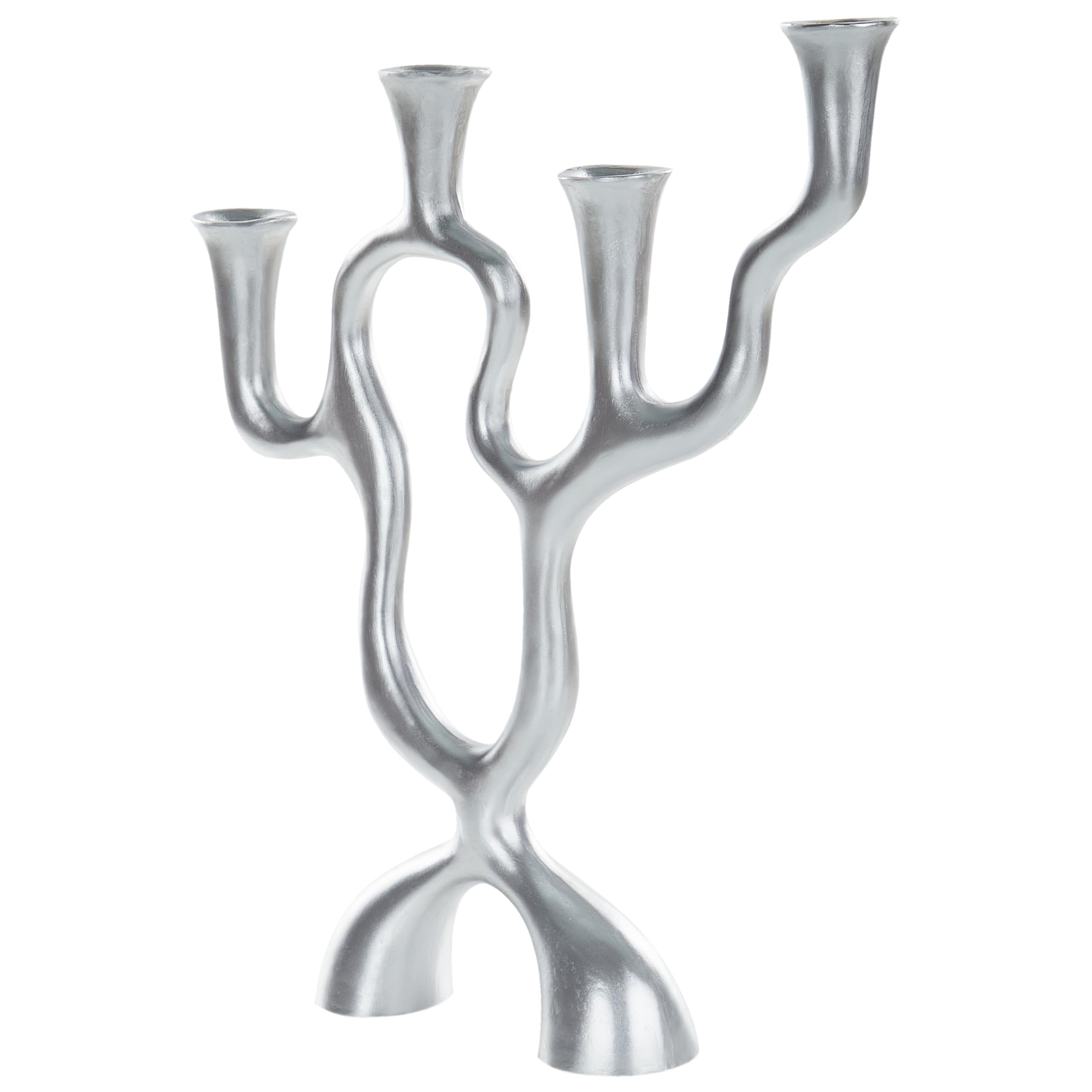 Kerzenständer für 4 Kerzen Metall Silber Kerzenleuchter Famoes