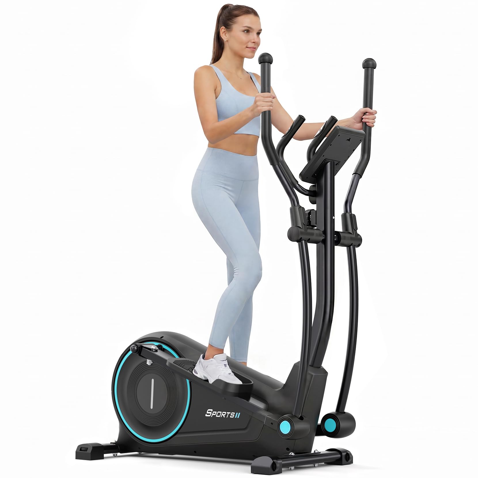 Dripex Crosstrainer Magnetischer Ellipsentrainer 8 kg Schwungrad 16 Widerstandsstufen 38 cm Schrittlänge LCD-Monitor