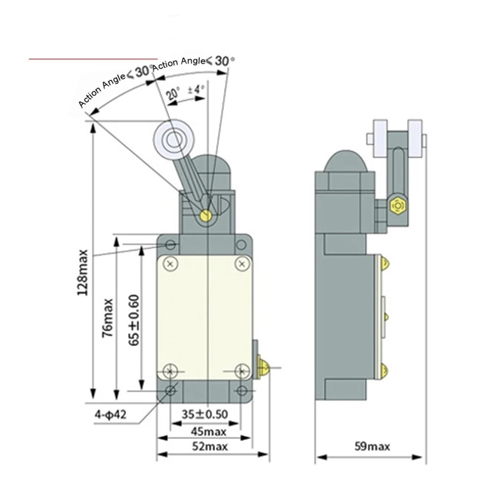 LX19-111 Micro Interruttore Finecorsa Ritorno Momentaneo NO Alu IP62