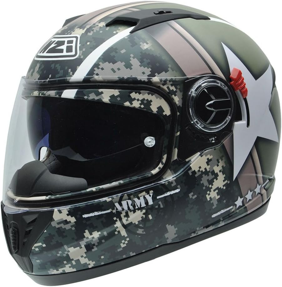 NZI 050286G715 Eurus S Graphics SV Army Casco de Moto, Fondo Militar y Estrella Blanca, Talla 59 (L)