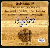 Bob Pettit SIGNED Floorboard St. Louis Hawks HOF 1971 Top 50 PSA/DNA AUTOGRAPHED - Autographed NBA Floor Boards
