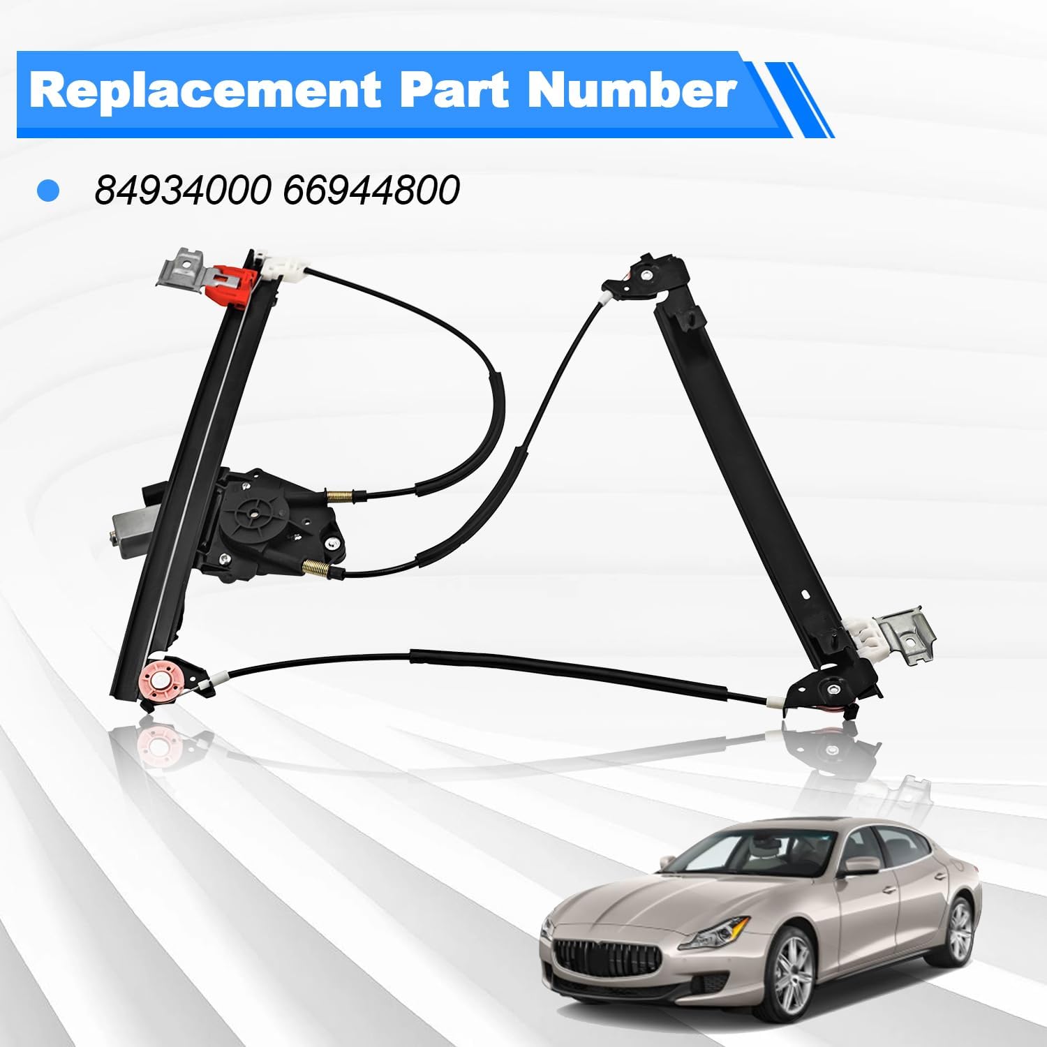 Front Right Window Regulator w/Motor Compatible with Maserati Quattroporte M139 2003-2012 Replace# 66944800, 84934000