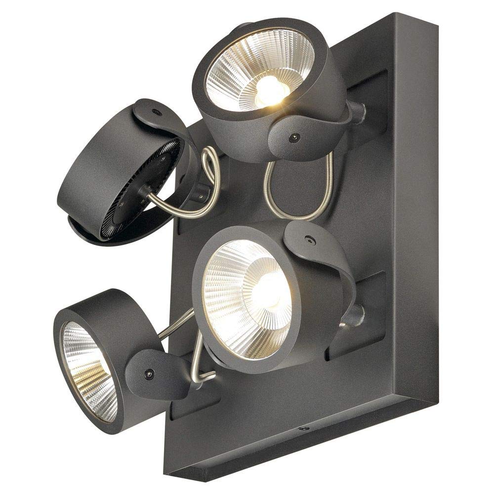 SLV KALU Wall and Ceiling-Mounted Light/Interior Ceiling and Wall Lighting, LED spot, Ceiling Spotlight / 3000K 60W 4000lm Black dimmable 60 Degrees