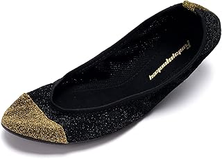 FUNKYMONKEY Foldable Ballet Flats for Women's, Comfortable Portable Travel Roll Up Walking Shoes