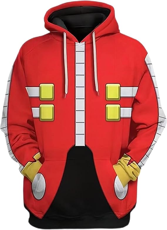 Dr Eggman Costume Jacket Hoodie Dr Ivo Robotnik Cosplay Red Tailcoat