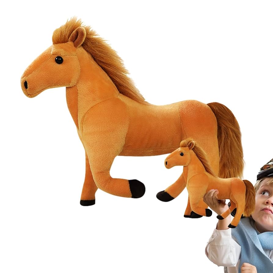 Amazon.co.jp: ポニーのぬいぐるみ - 馬のぬいぐるみ、目が付い