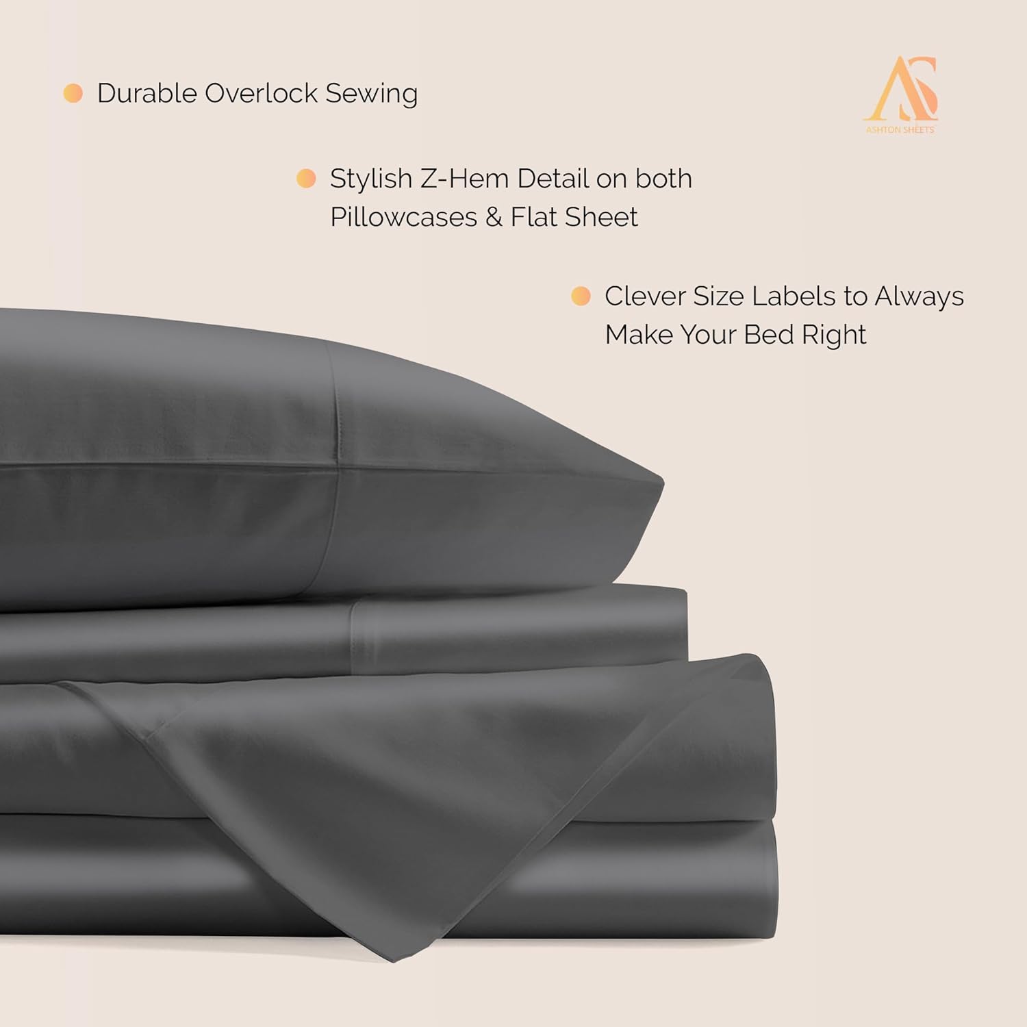 100% Egyptian Cotton Sheets Queen Size Bed Set - 800 Series Elite Collection Egyptian Cotton Sheet Set (4 PC, Dark Grey), Soft, Cooling, 16" Deep Pocket Sateen Luxury Hotel Bedsheet