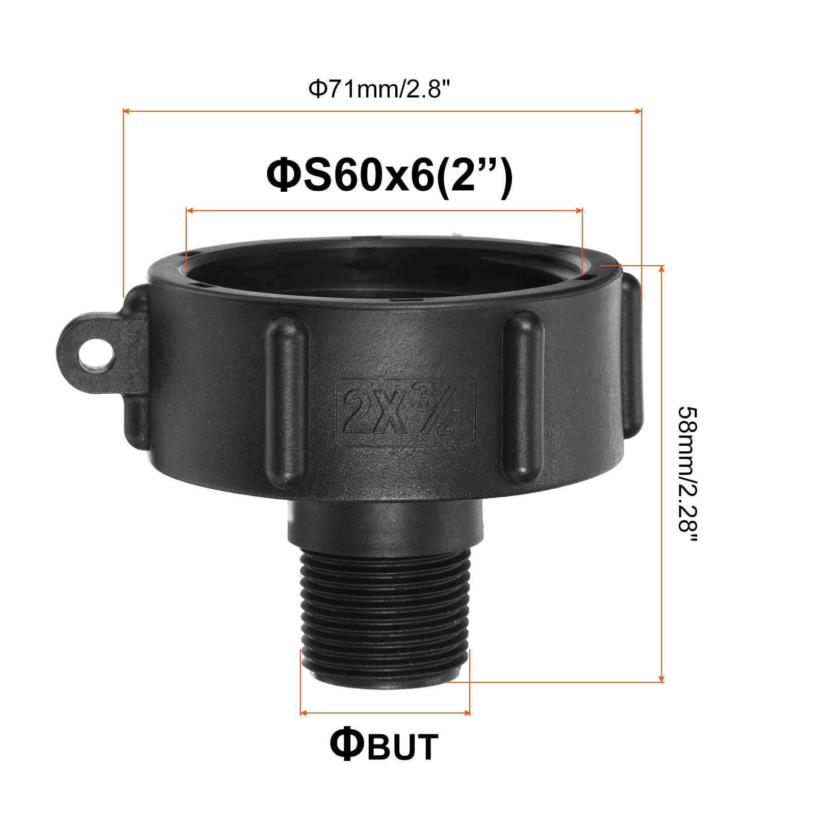 GASMIS Tappo per Serbatoio IBC, DN50 S60X6 60 mm, filettatura grossa interna, con Guarnizione, Coperchio per Cisterna Acque Piovane, 1 pezzo