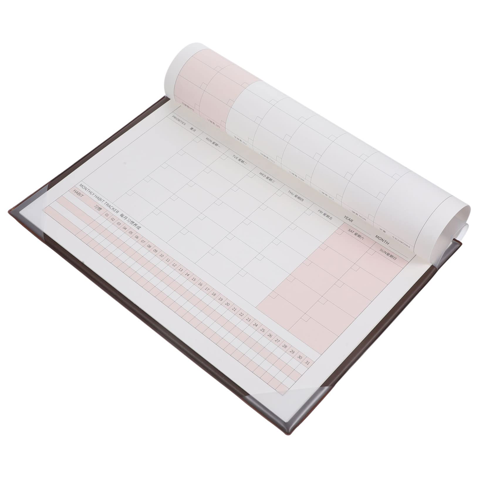 VILLCASE 5piezas Calendario De Escritorio Auto-rellenable Planificador Mensual Notas De Agenda Para Oficina y Estudio Diseño Simple y Práctico