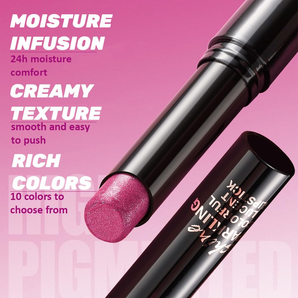 Plum Metallic Lipstick for Women,Lightweight Comfortable Non-Drying Shimmer Frosted Lipstick,Glitter Lip Gloss Stain Long Lasting Waterproof Smudge Proof 24 Hour Full Coverage Lip Makeup,Vegan - Image 4