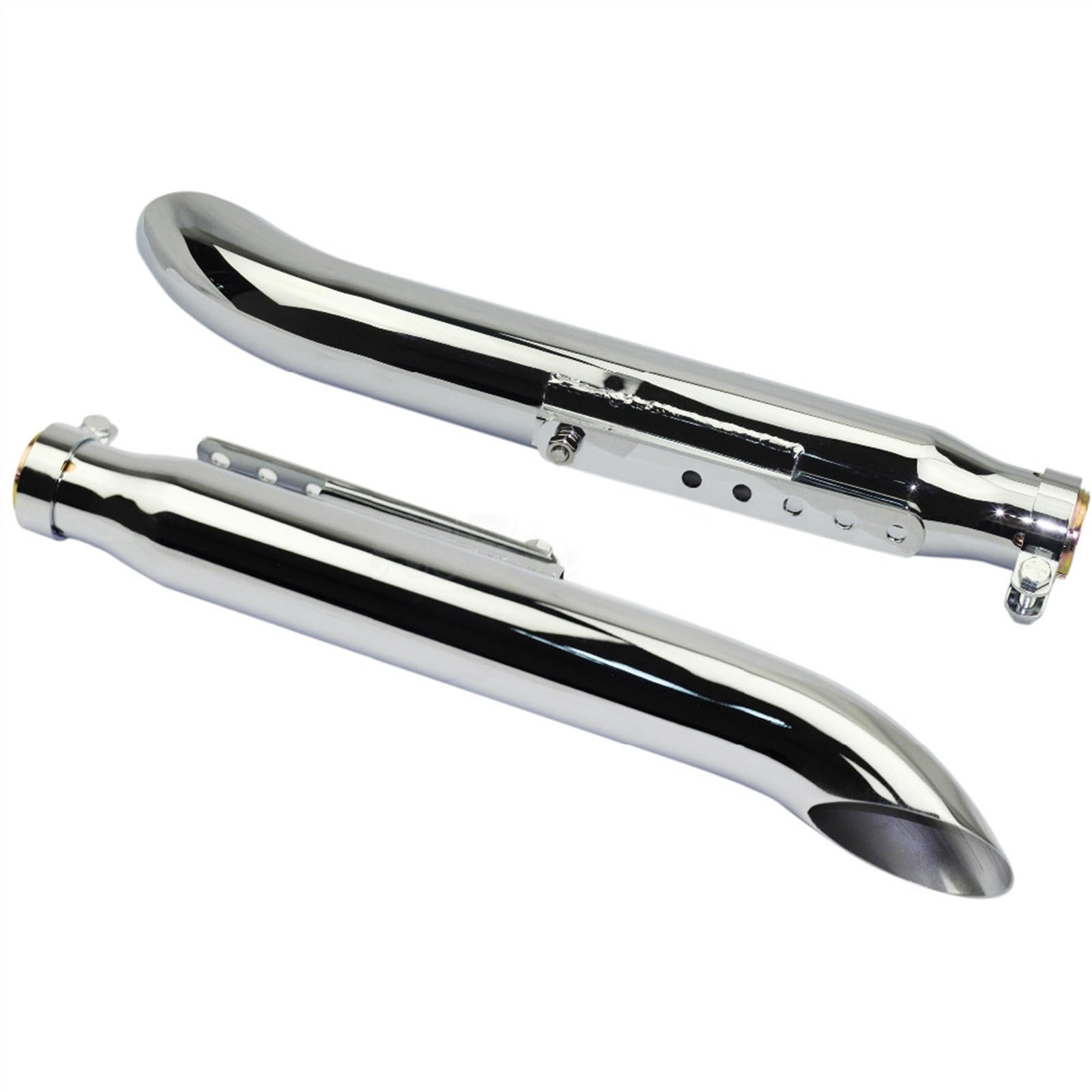 para Harley para Suzuki VL 125 800 1500 Intruder Bobber 1 Par De Silenciadores Escape Motocicleta Tubo Silenciador Hierro Cónico Cromado