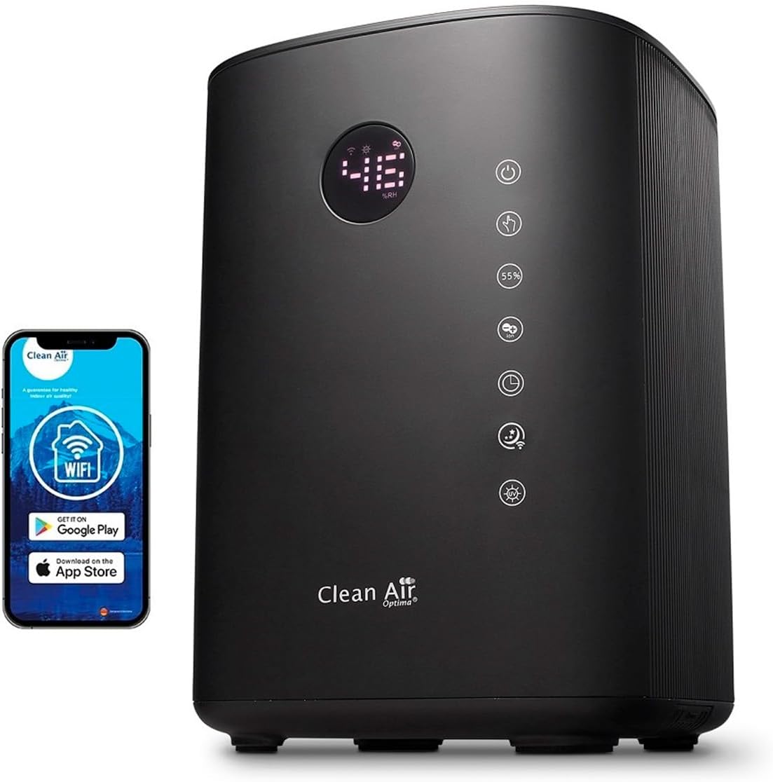 Clean Air Optima CA-605 Humidifier with Ionizer, 138W, White and Black, 35 x 27.2 x 20.3 cm