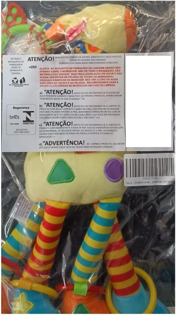HAPPY MONKEY Girafa Mordedor COM CERTIFICAÇÃO INMETRO Multifuncional (Amarelo)