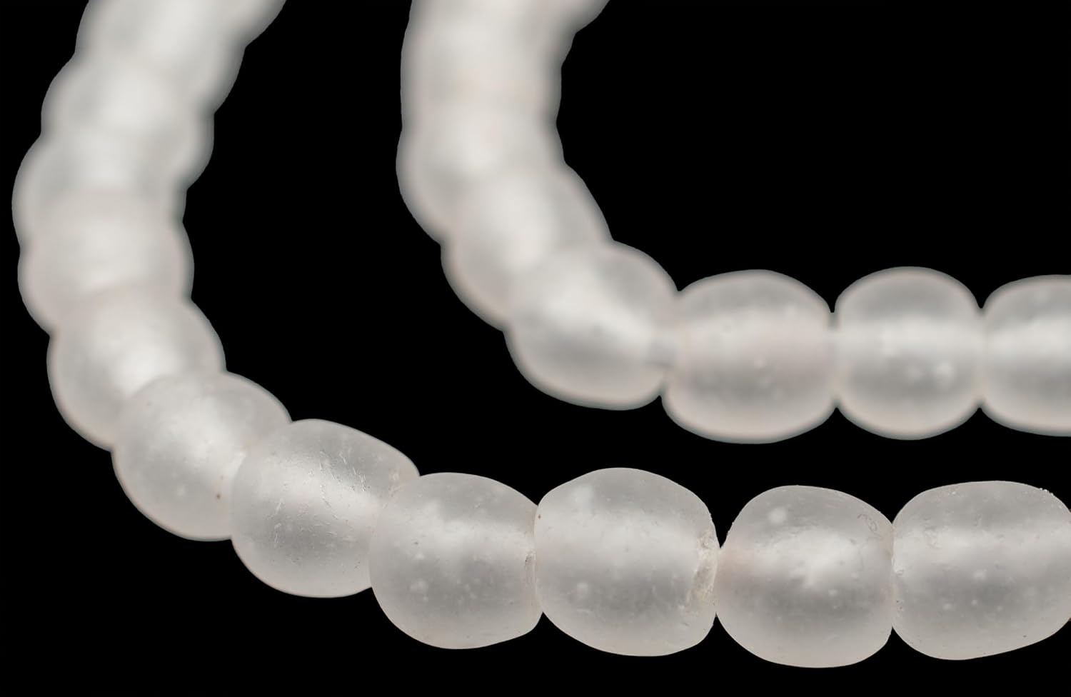 The Bead Chest African Recycled Glass Beads – Handmade in Ghana – Clear 11mm Strand for Jewelry Making, Crafts, and Home Decor I Approximately 50 Beads