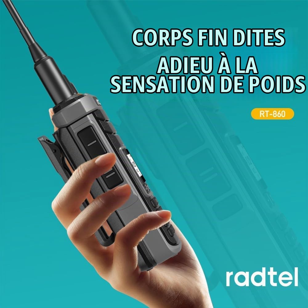 Radtel RT-860 Radio Amateur Multibande HF UHF VHF Bi-Bande avec Réception AM USB LSB CW CB LW MW SW SSB, 1024 Canaux, Batterie 2000mAh, Recharge Type-C (avec Antennes SW/MW)