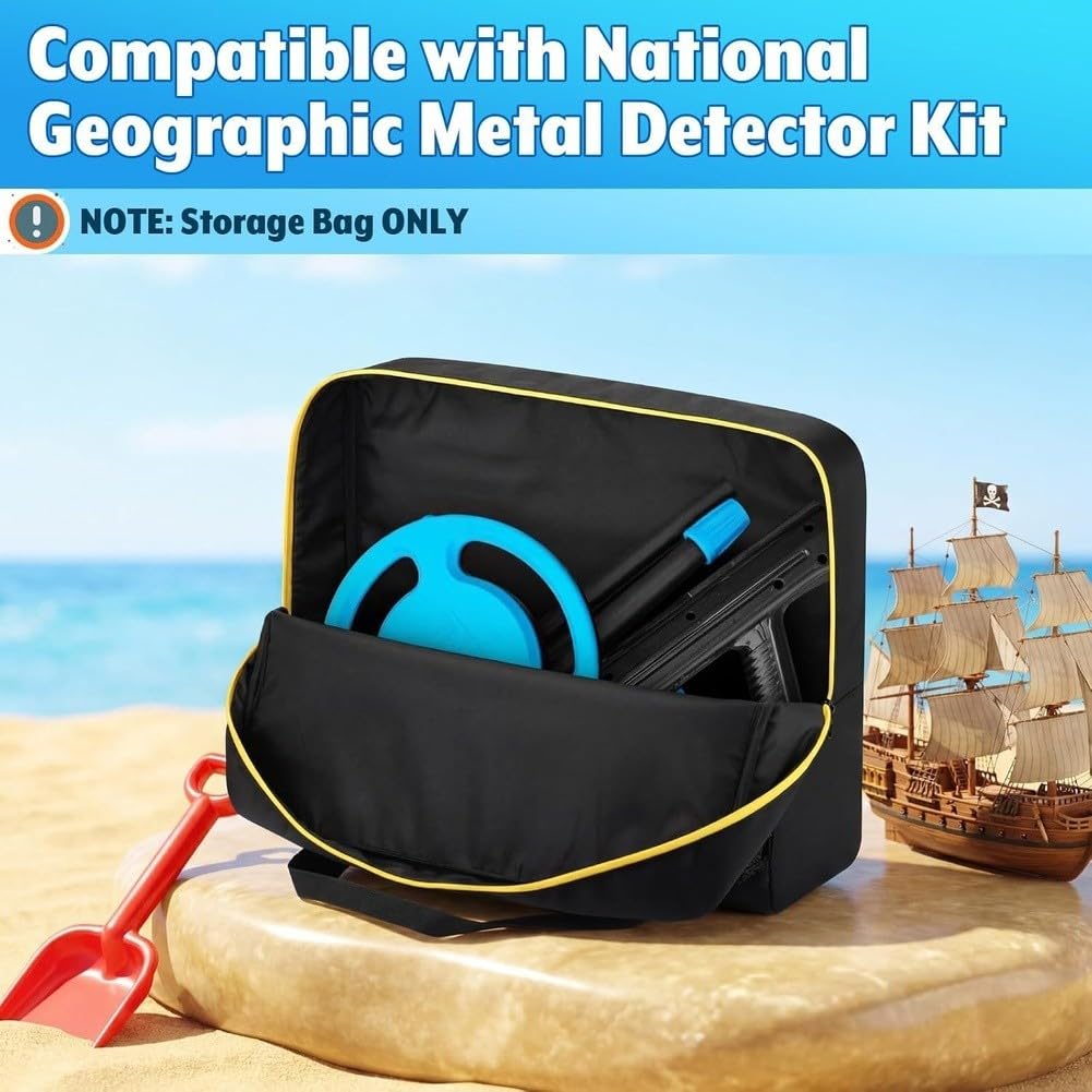 Pochette Détecteur de Métaux Nylon Imperméable de Transport Pliable avec Poche Filet pour Outils Digger Plage Trésors 44x32.5cm