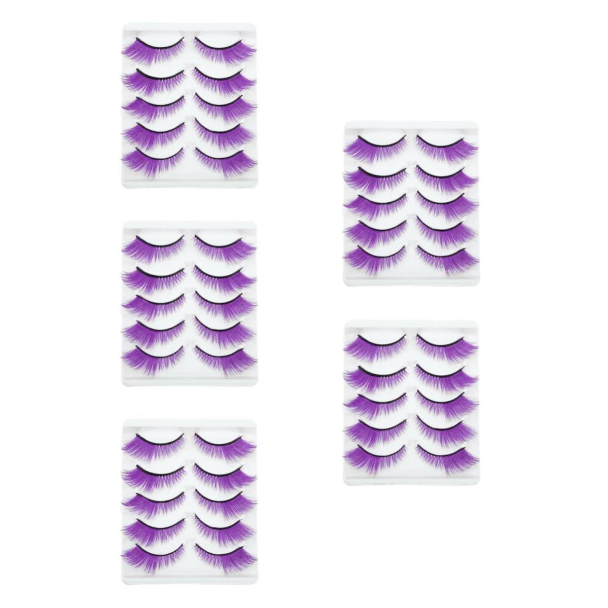 Healvian 25 Paia Set di Ciglia Finte Porpora in Fibra Artificiale Leggere e Riutilizzabili per Trucco da Palcoscenico e Feste di Halloween per Appassionati di Makeup