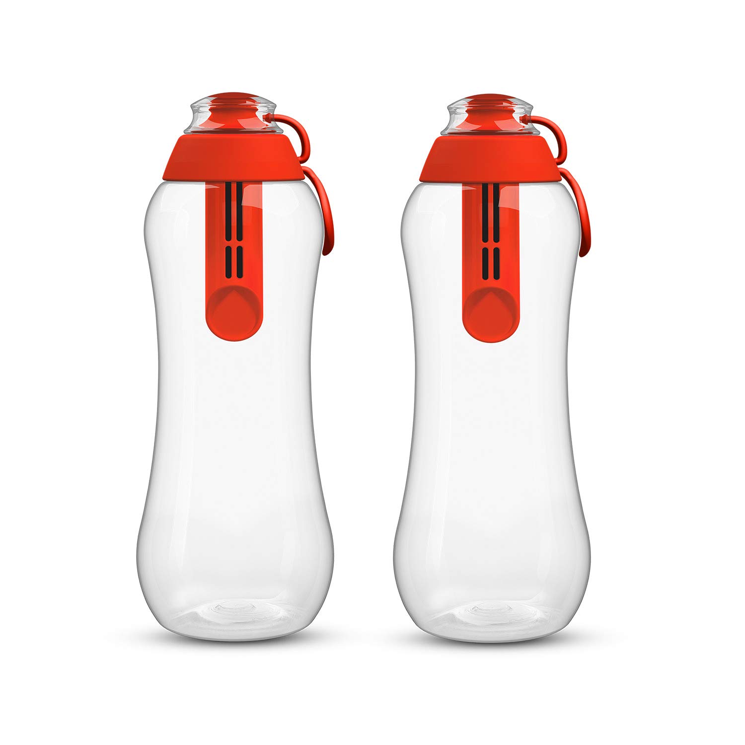 PearlCo - Zwei Trinkflaschen SOFT mit Filter 0,7 Liter (rot) | Wasserflasche BPA-Frei | Schule, Sport, Wasser, Unterwegs