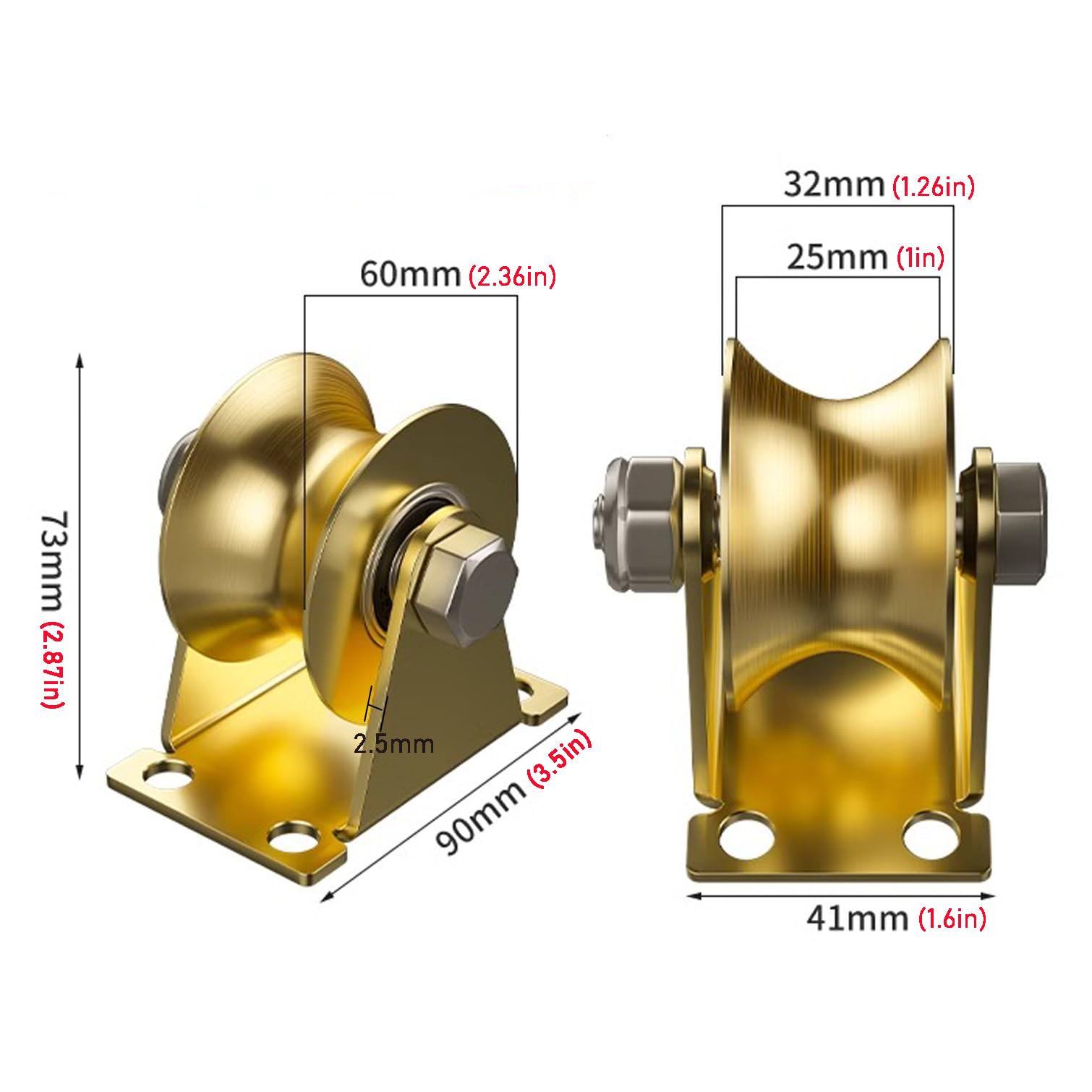 Swivel Caster Set of 4 with 2 Brakes - 4 Inch Orange Polyurethane Wheel – 350 lbs. Capacity Per Caster – 3-1/8 Inch x 4-1/8 Inch Overall Top Plate – Service Caster Brand