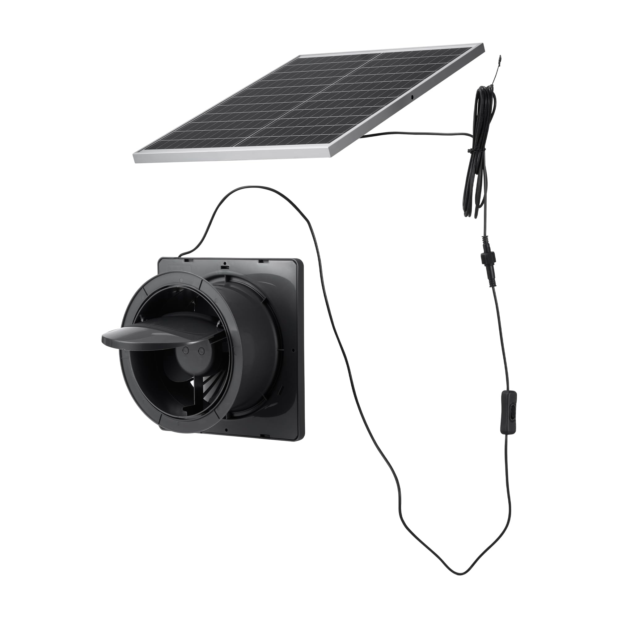 VEVOR Ventilateur Solaire avec Panneau Solaire 25 W et 1 Ventilateur, Extracteur d'air, Angle Réglable, 2030 TR/Min, pour Tente de Culture, Serre, Poulailler et Abri, Boîtier Alliage Alu Étanche IP65