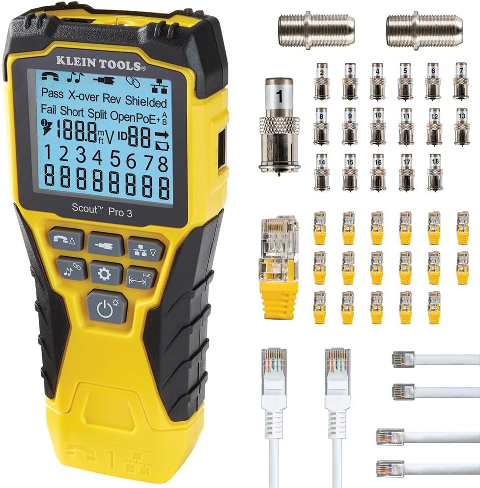 Klein Tools VDV501-852 Cable Tester with Remote, VDV Scout Pro 3 Test Kit Locates and Tests Voice, Data and Video Cables