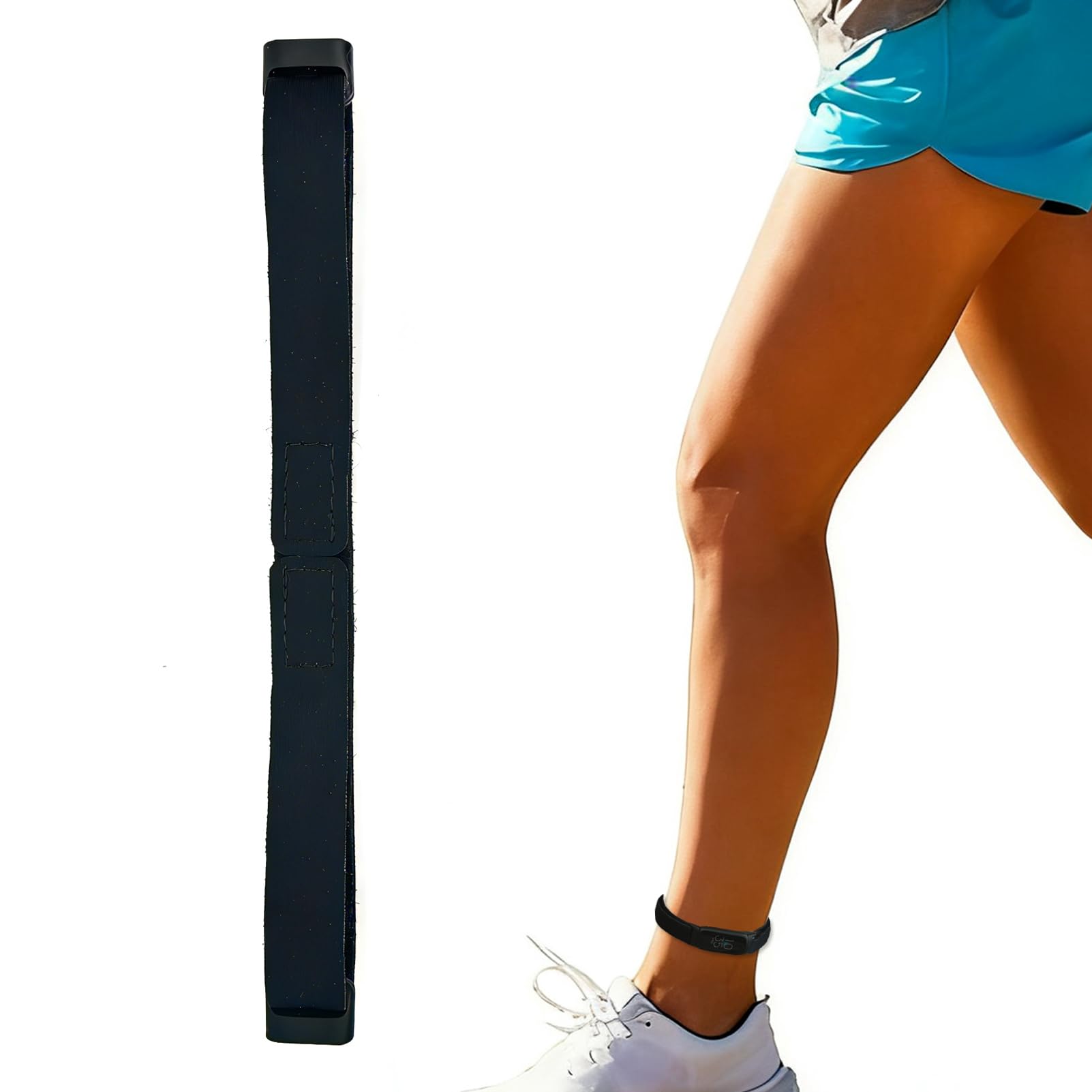 Grestun Hook and Loop Ankle Strap for Fitbit Luxe Fitness Tracker, Ankle Band for Men and Women (Black, Medium)