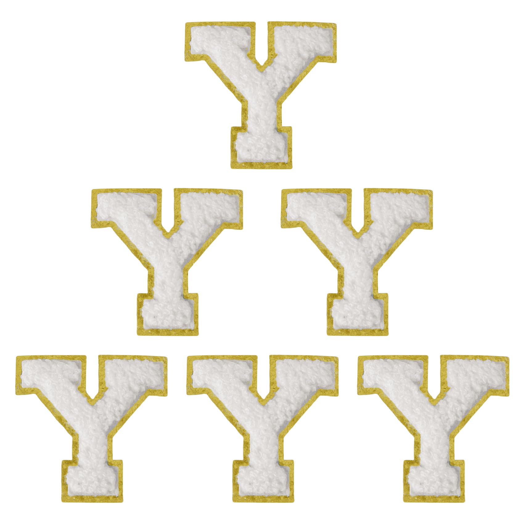 Aganmi 6Pcs Self Adhesive Chenille Letter Patches Preppy 2inch A-Z Varsity Letter Patches Sew On Embroidered Repair Patch for Clothes Hats Bags Letter