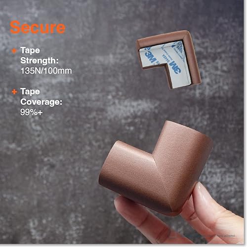 Miniatura 3 de Roving Cove HeftyFit - Protector de esquina para bebé (4 esquinas grandes), protectores de goma suave de espuma de goma para muebles, adhesivo 3M