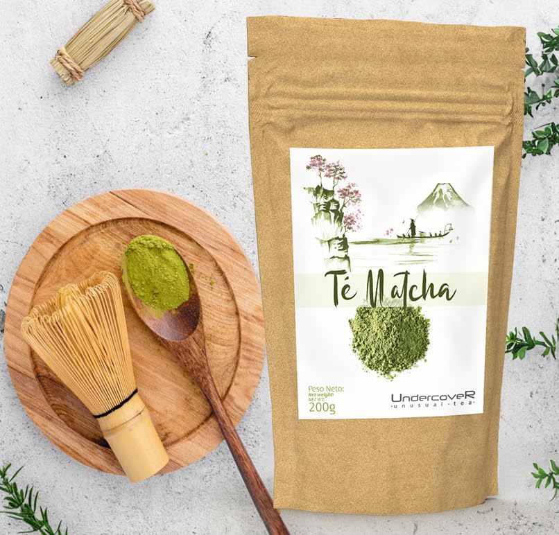 Te Matcha Japonés en Polvo Grado Premium - Te Matcha Japón - Matcha - Matcha Tea - Te Verde Matcha - Matcha Polvo - Té Matcha - Té Verde Matcha - Te Matcha en Polvo (200 gramos, Té Matcha Original)