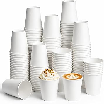 8 oz Paper Coffee Cups, 300 Pack Bulk White Disposable Paper Cups for Hot & Cold Beverages, Sturdy with Leak-Resistant Lining, Ideal for Office, Party, Home and Travel