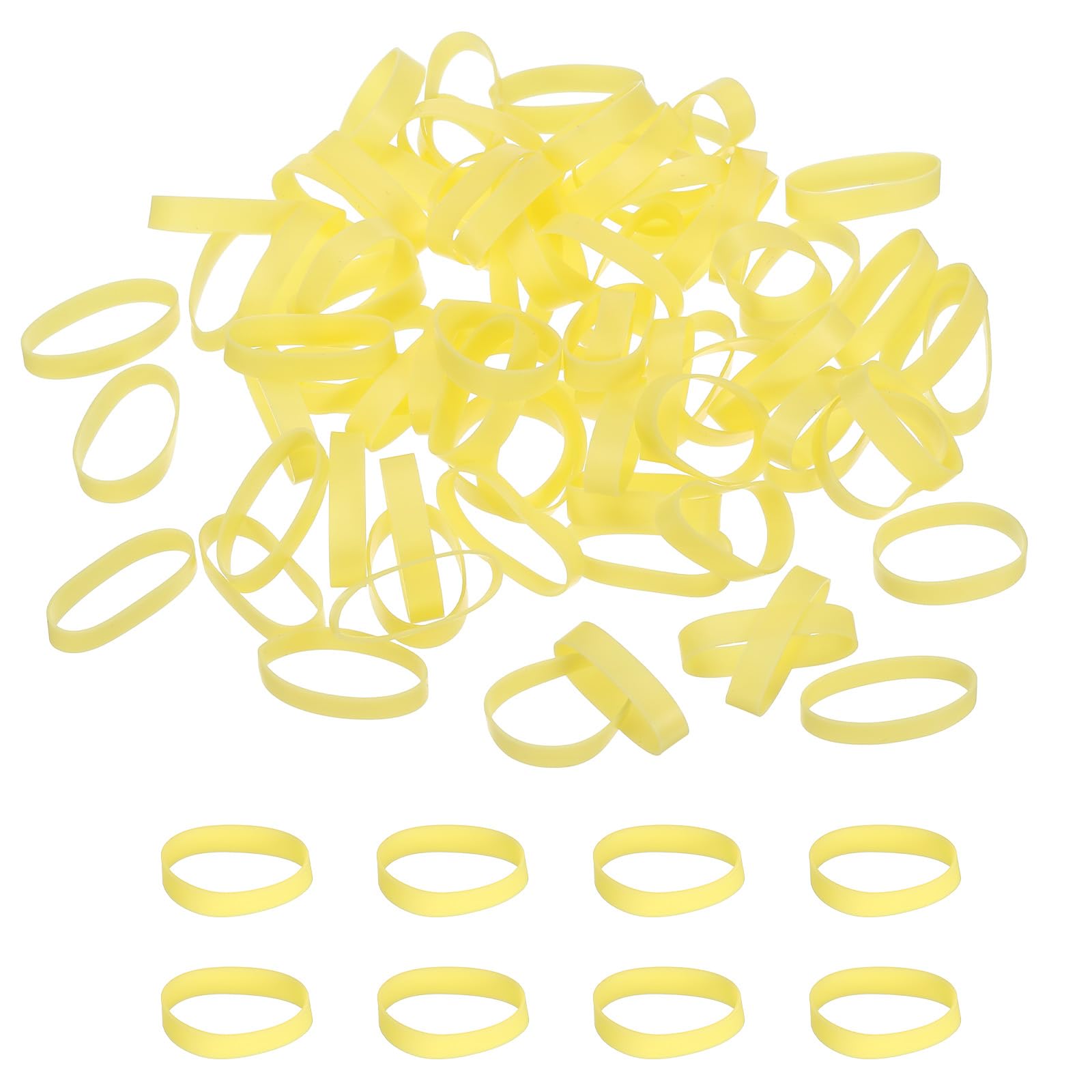 PATIKIL Silicone Rubber Bands Cable Ties 1.1", 200 Pcs Flat Rubber Elastic Band for Office Supplies Home Cord Wrapping Yellow