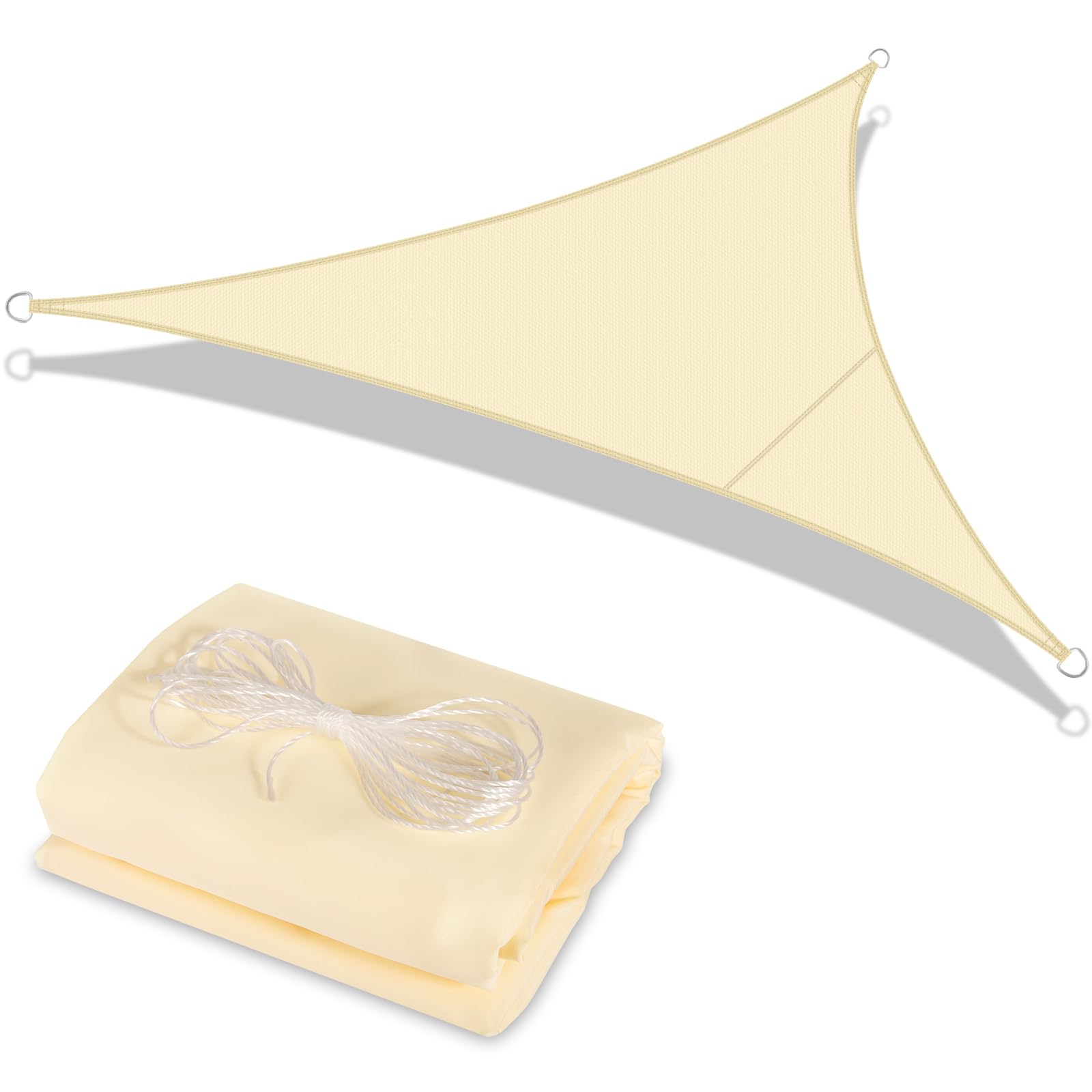 GLOSKIN Toldos Exterior Terraza, 3 × 3 × 3 Metros Impermeable y Protección Solar, Vela de Sombra,Toldo Vela Triangular,Protección contra El Viento y UV para Balcón de Jardín, Beige