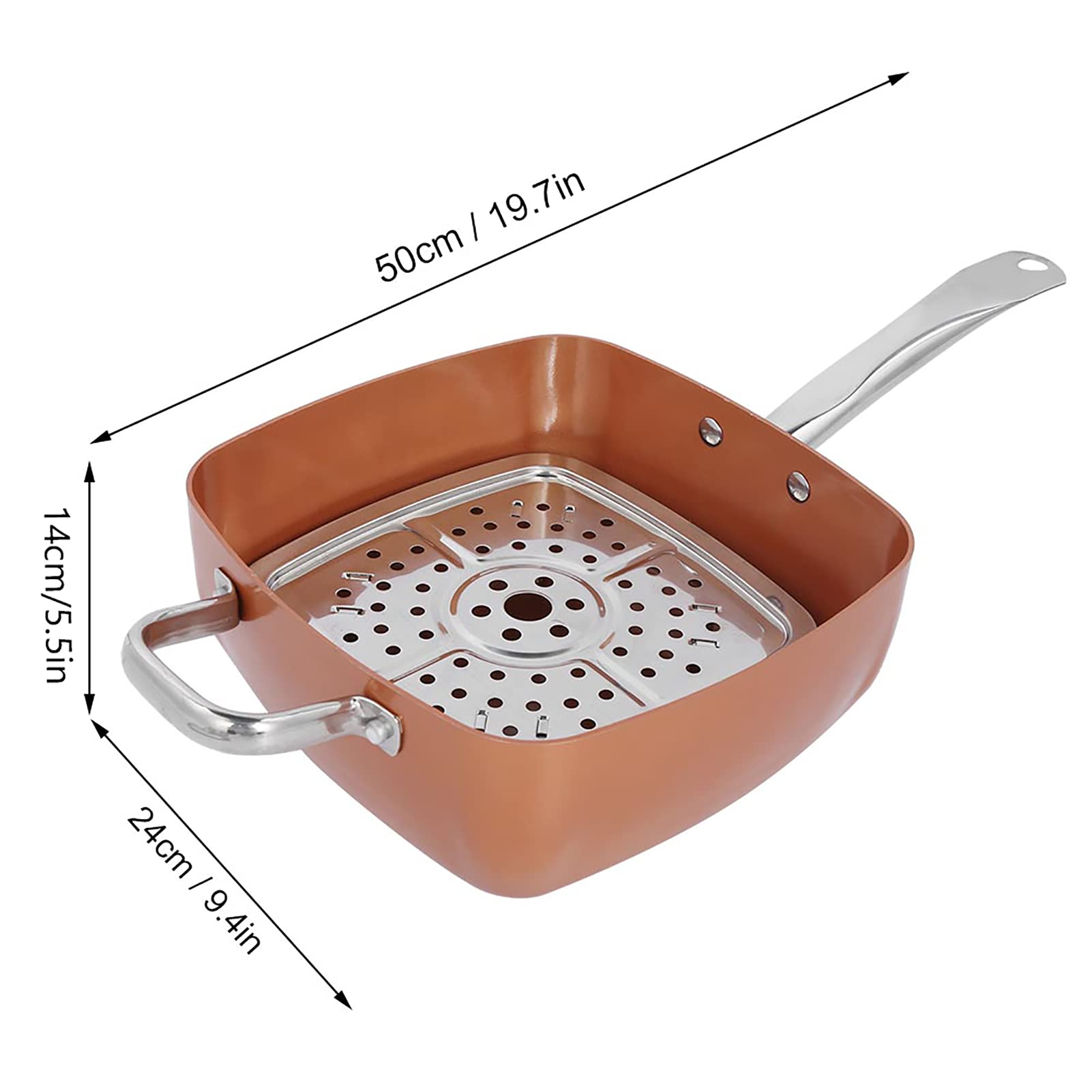 4 Unids/set Sartén antiadherente de acero inoxidable Cacerola Sartén cuadrada Cacerola multifuncional Suministros de cocina Electrodomésticos de cocina Suministros para el hogar Olla para estofado