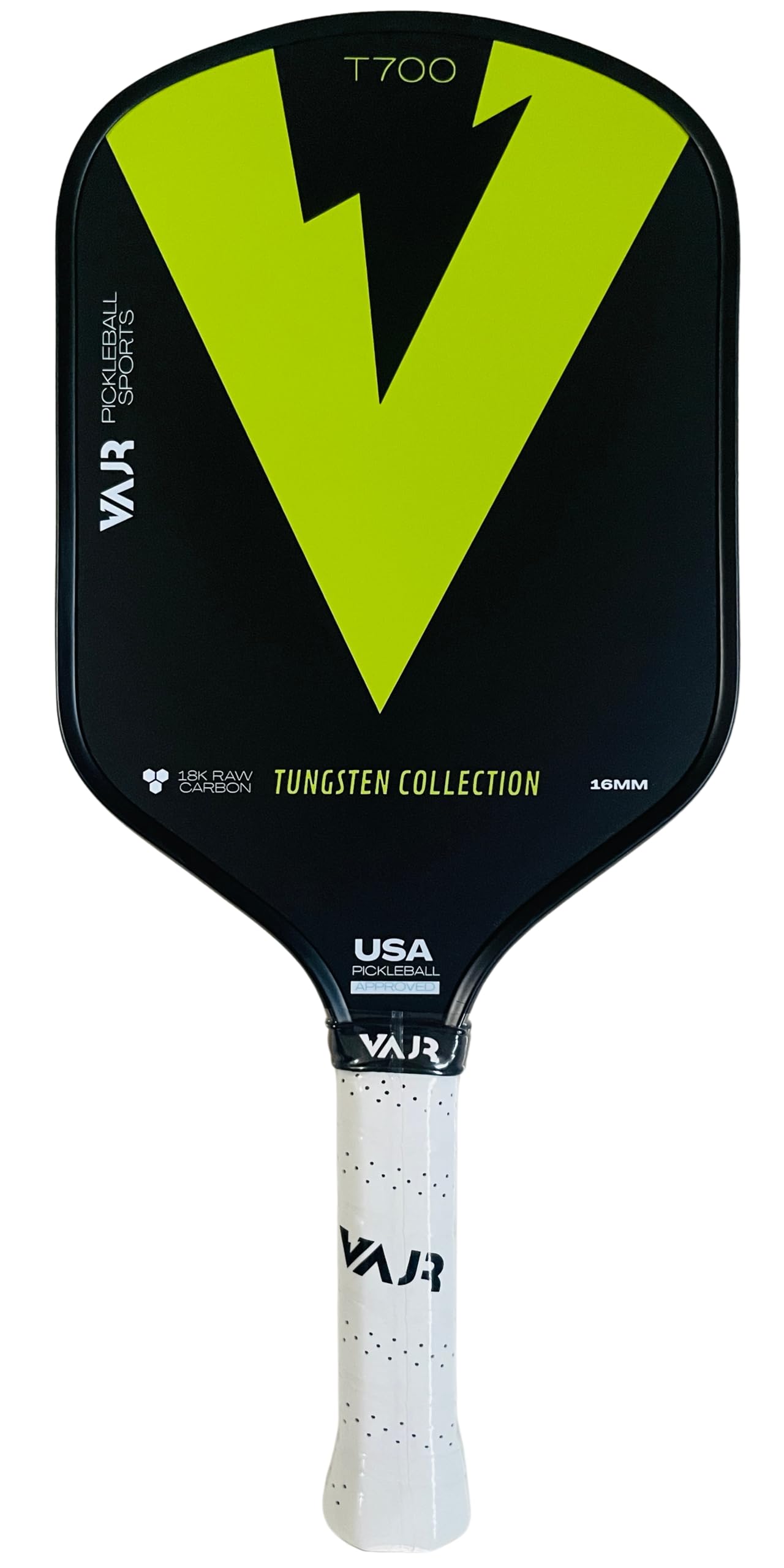 VAJR Premium Pickleball Paddle | Tungsten Collection | TG 02-V2 | 16mm Thickness | 18k Carbon Fiber Spin tech | USA Pickleball Approved Paddle | with Edge Protection | Green,Blue,Gold | (Green)-image-31
