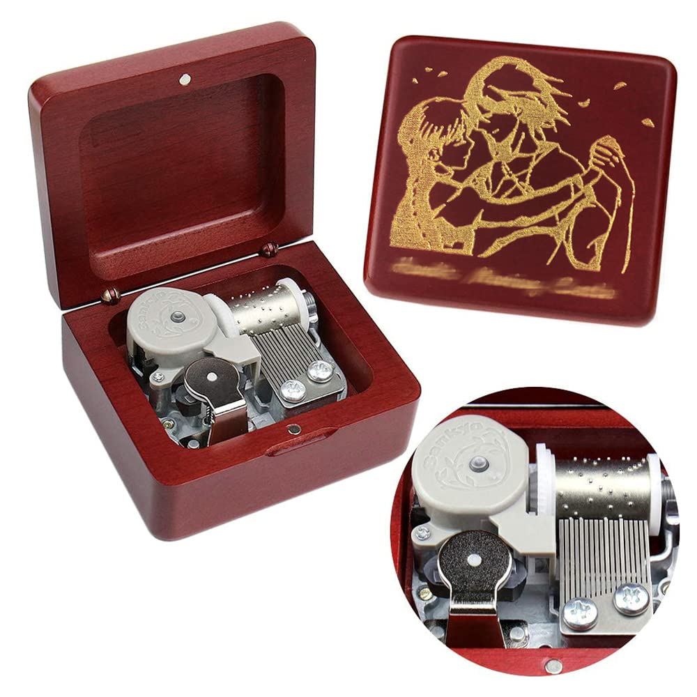 Sinzyo Merry Go Round of Life Music Box Vintage Wood Mechanism Wind Up Musical Box Gift for Christmas(Wine Red Wooden Box)
