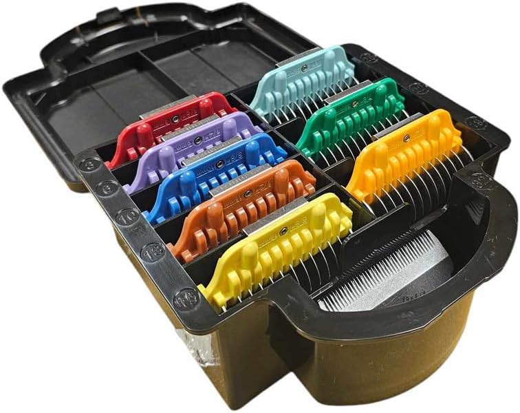 Professional Best Dog Grooming 30W Wide Blade and 8 Wide Attachment Combs Set : 1/8 Inch to 1 Inch(3-25mm), for A5 Type Clippers (Works with 15W, 10FW, or 30W Blades) in case