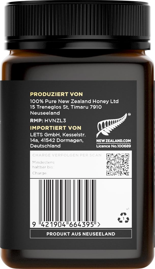 Watson & Son miele di manuka MGO 400+ 500g | Qualità Premium certificata dalla Nuova Zelanda | puro e naturale