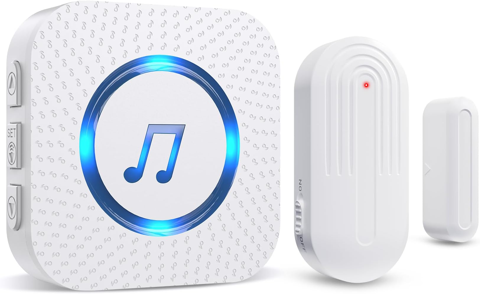 Door Chime,Wireless Door Open Alarm-SANJIE Door Entry Chime with 26 Chimes 5 Adjustable Volume Mute Mode for Business/Home/Store, Pool Alarm with 500ft Range LED Indicators, 1 Receivers + 1 Sensors
