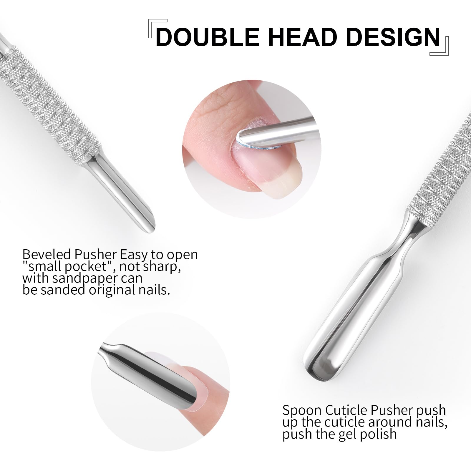 "KADS Dual-Ended KADS Pre-Treatment Cuticle Pusher: Horseshoe and Spoon Design with 50 Crinkled Sandpaper Sheets100#/150#/180#/240# Grit for Professional Manicure Pedicure - Image 3