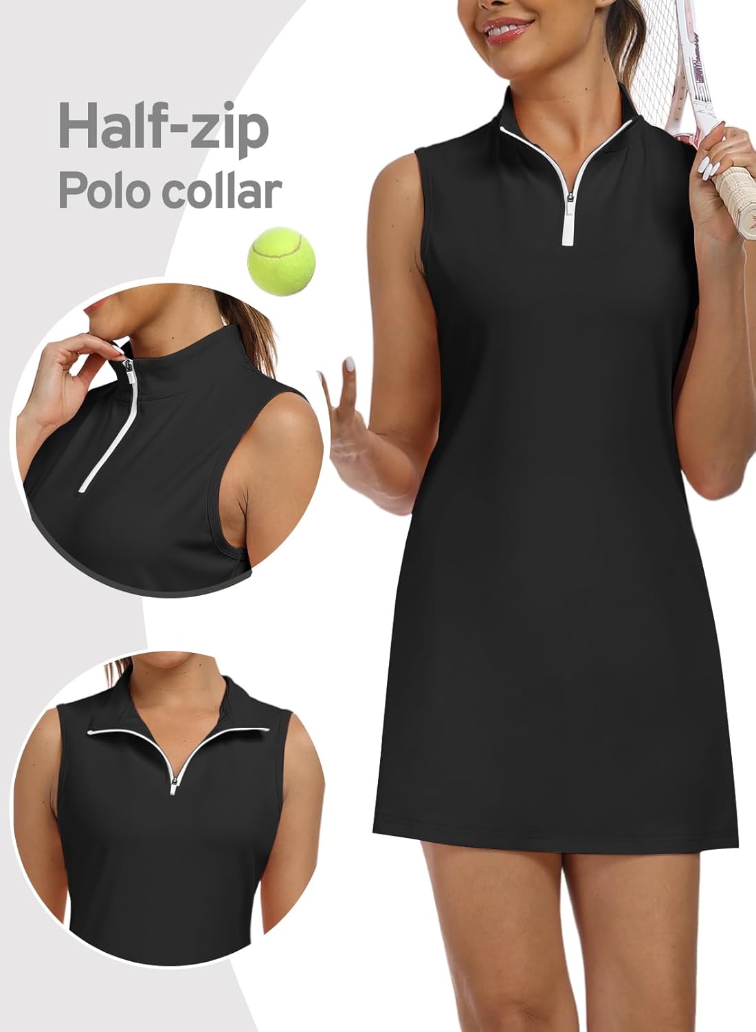 Hiverlay Tennis Dresses for Women Golf Workout Dress with Built in Shorts and Pockets for Sleeveless Athletic Dresses - Image 2