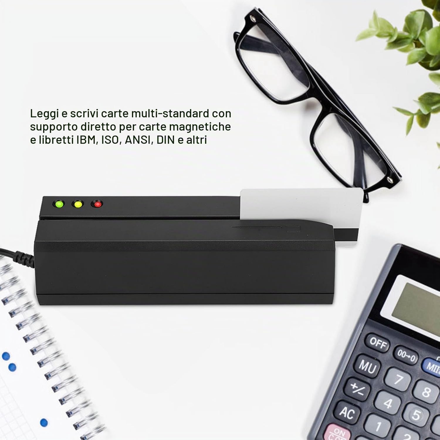 Tyenaza MSR605X Lettore di Carte a Banda Magnetica, Lettore di Carte di Credito Encoder 3 Tracce con 10 Schede Vuote 1 Pezzo Rimuovi Scheda e 1 Pezzo CD Software
