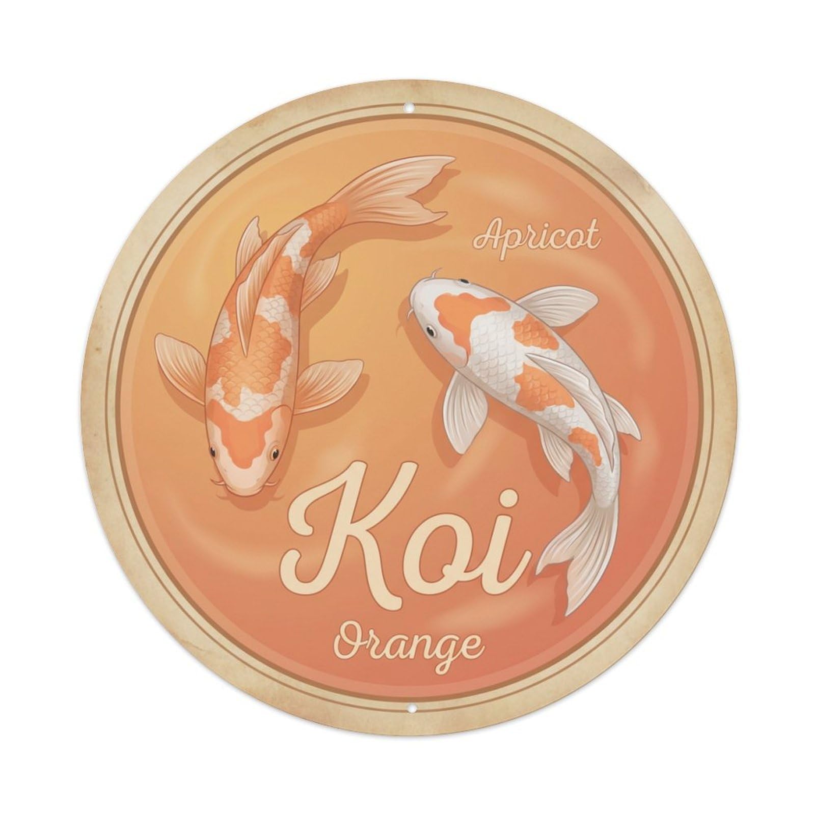 Koi Fish Apricot Orange Waters Soft Sweet Warm Gentle Metal Tin Sign