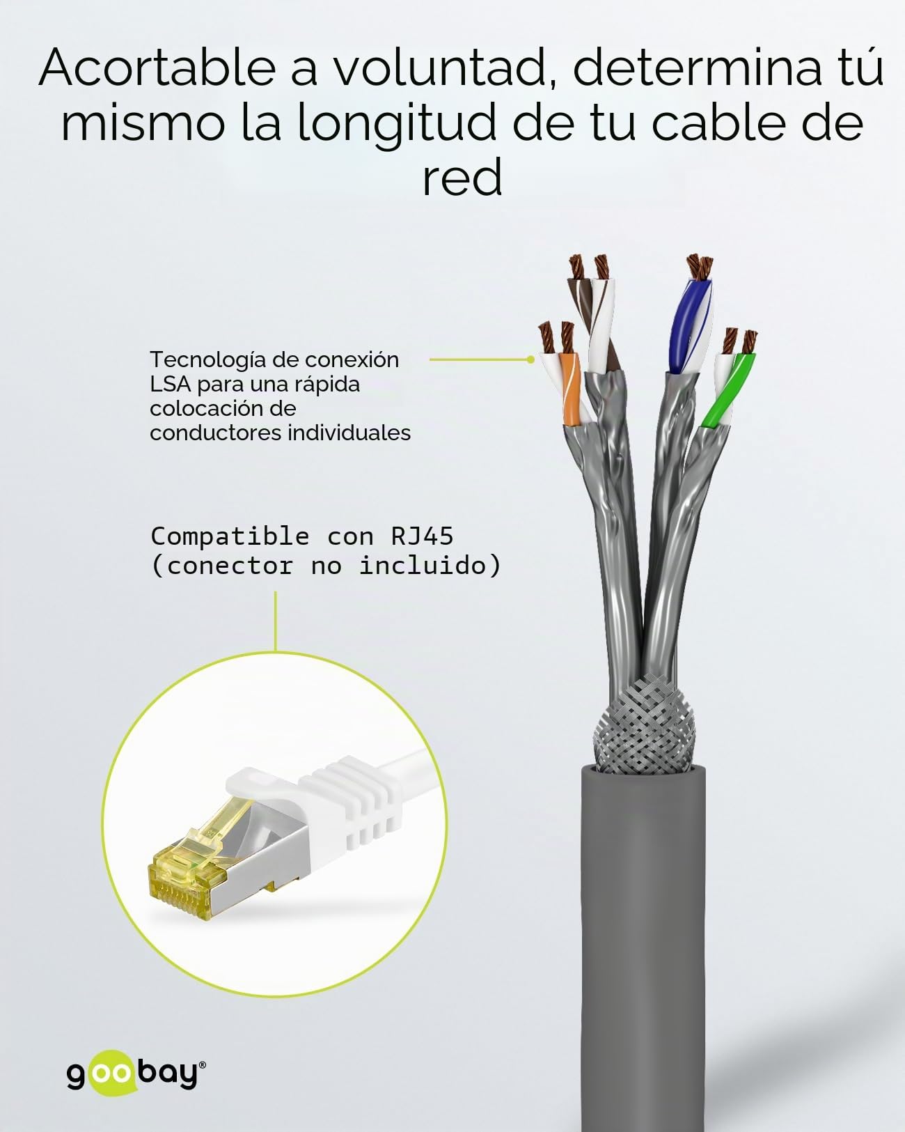 Goobay 96095 Cable de red CAT 6 A cable de instalación 305m CAT 6A cable de conexión S/FTP cable Ethernet sin halógenos sin enchufe Cable LAN gris 350 metros
