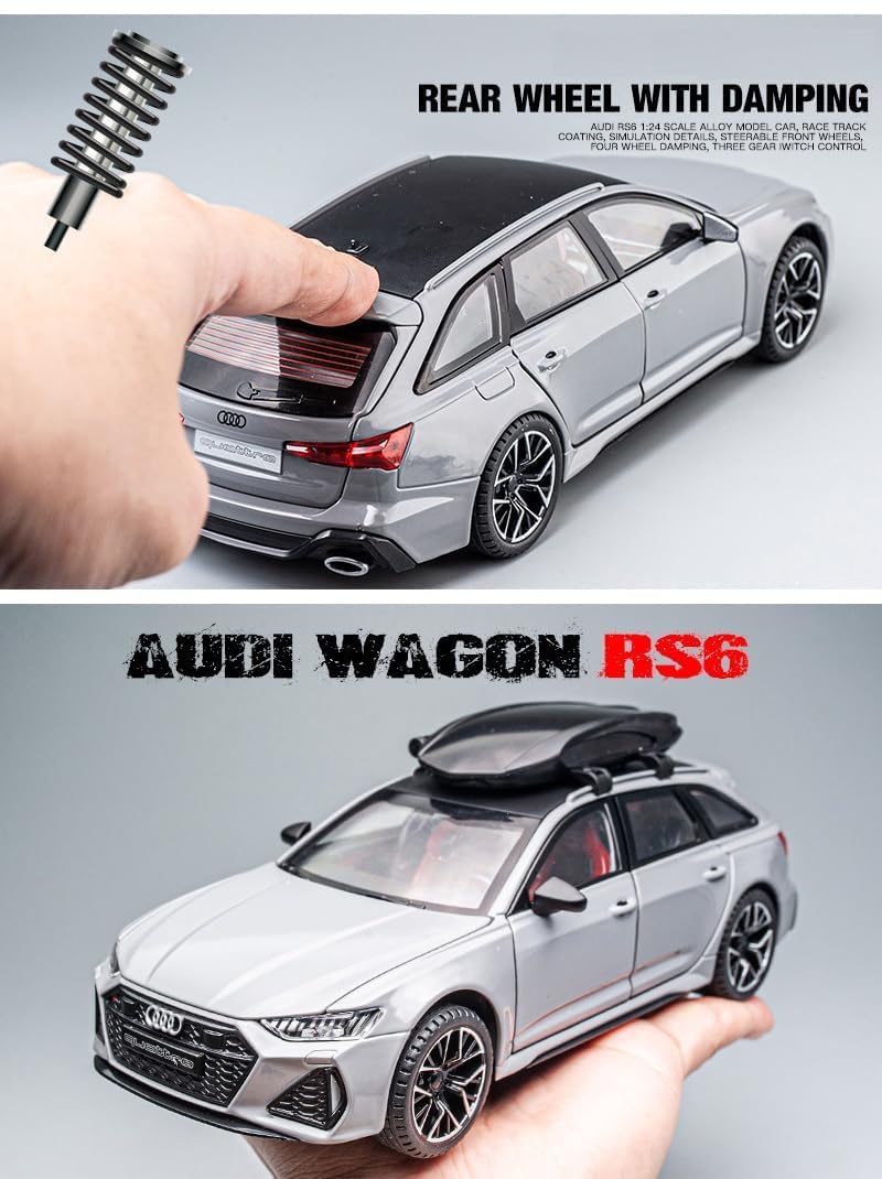 Bluebell RS 6 Blue Car Travel Version Model Car Simulation Sound and Light Pull Back Alloy Car Toy Car Boy Collection Decoration Gift Toy Vehicle with Light and Sound Pull Back Toy Car for Kids. 3