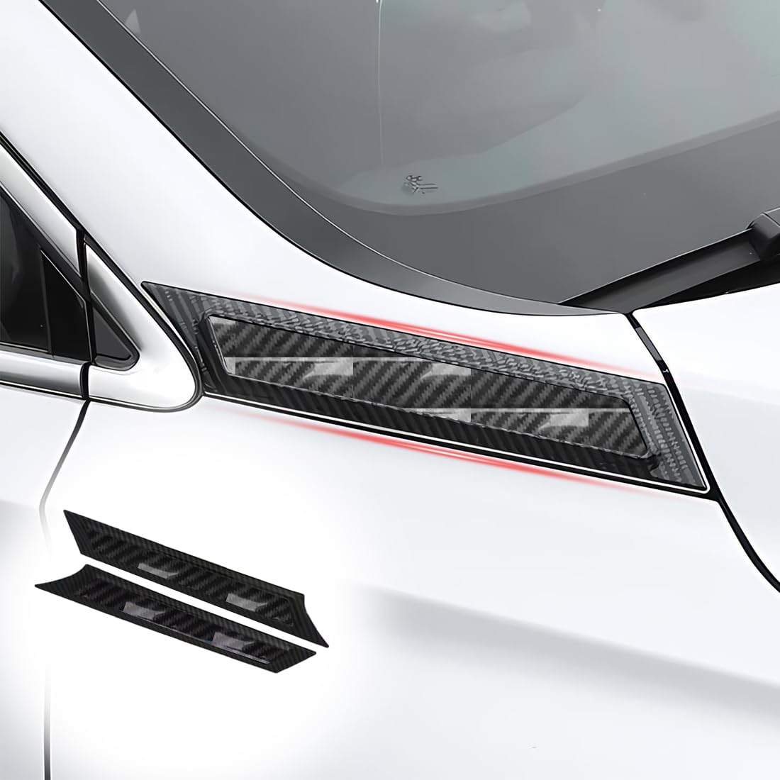 MUXEE for Hyundai Santa Fe 2019 2020 2021 2022 2023 2PCS Chrome Car Auto Bonnet Air Intake Flow Side Fender Vent Hood Scoop Cover - ABS Carbon Fiber Sport Interior Accessories