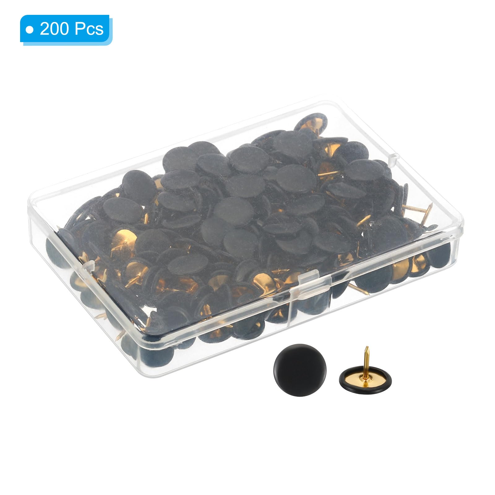 PATIKIL Roundness Push Pins, 200 Pcs Thumb Tacks Plastic Decorative Pins for CorkBoard Picture, DIY for Home Office, Black - Image 3