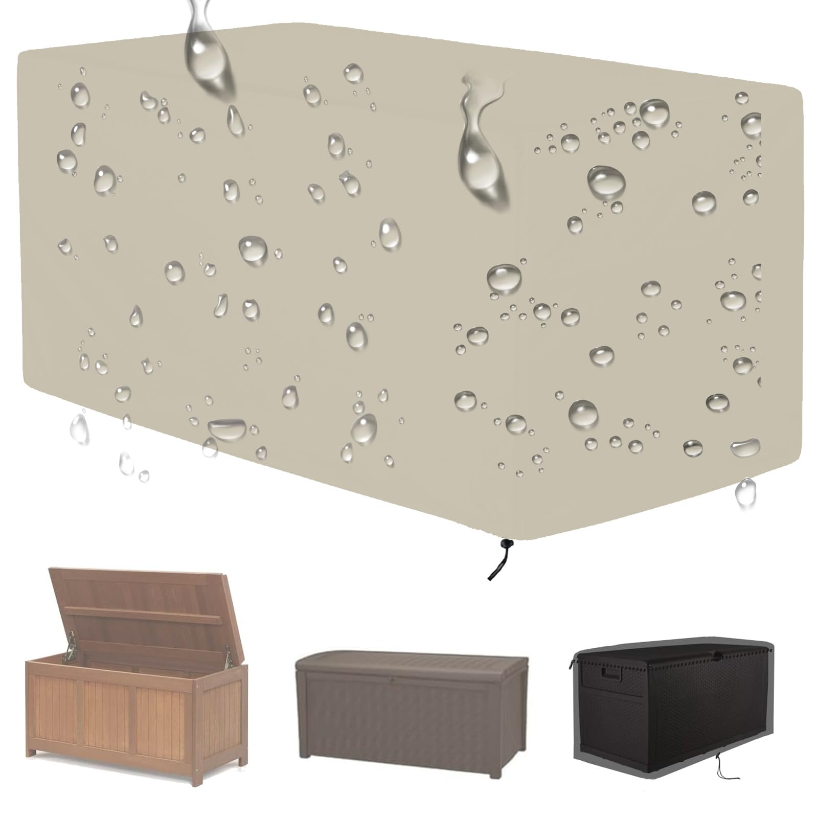 Housse de rangement de jardin imperméable Oxford 210D avec cordon de serrage - Convient aux dimensions 123 x 62 x 55 cm - Protection durable et résistante aux intempéries
