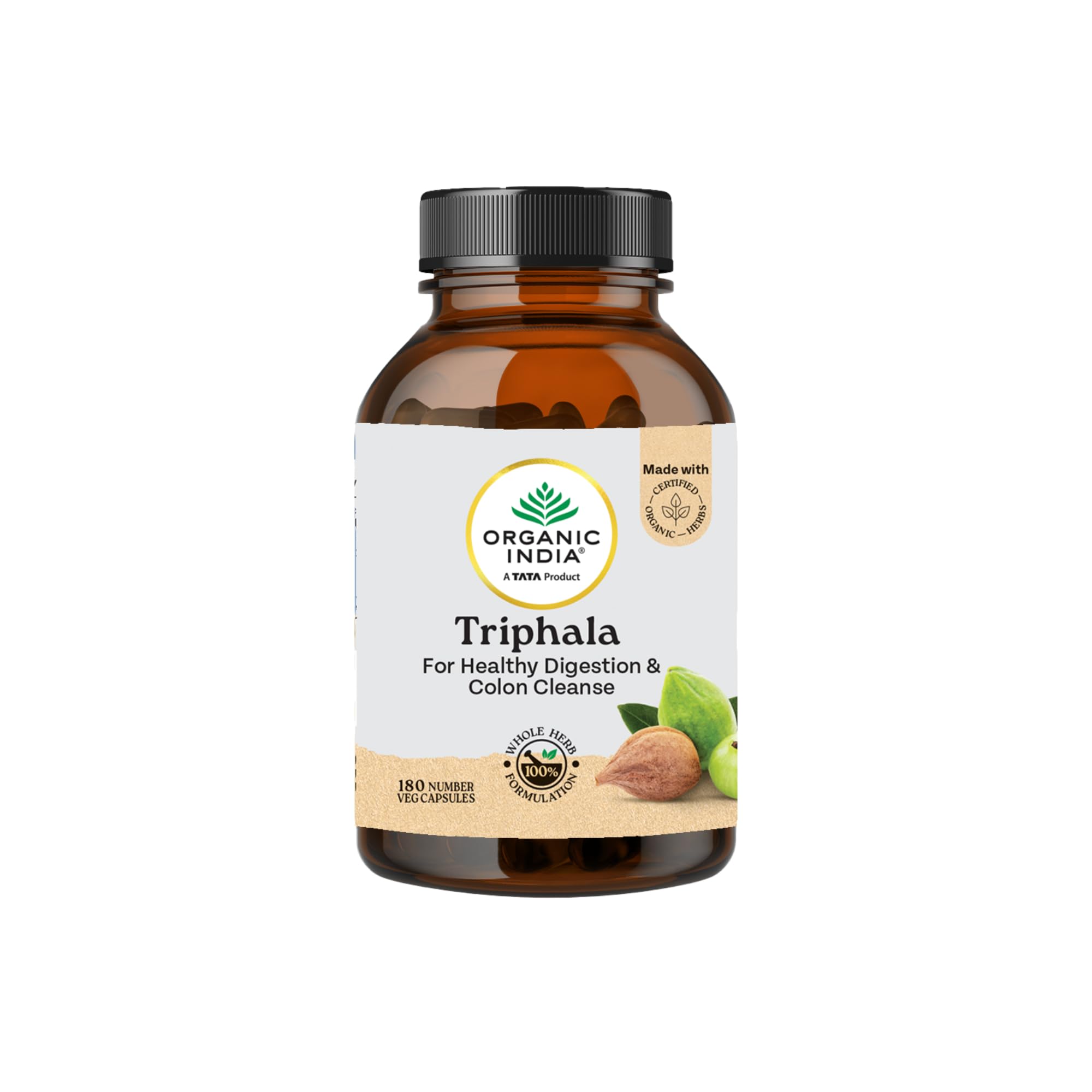 A TATA Product - Organic India Triphala - 180 Veg Capsules, Supports Immune System, For Balanced Bowel, Digestion & Gut Health, Contains Bioactives and Antioxidants, GMP & NPOP Certified Organic-picture-37