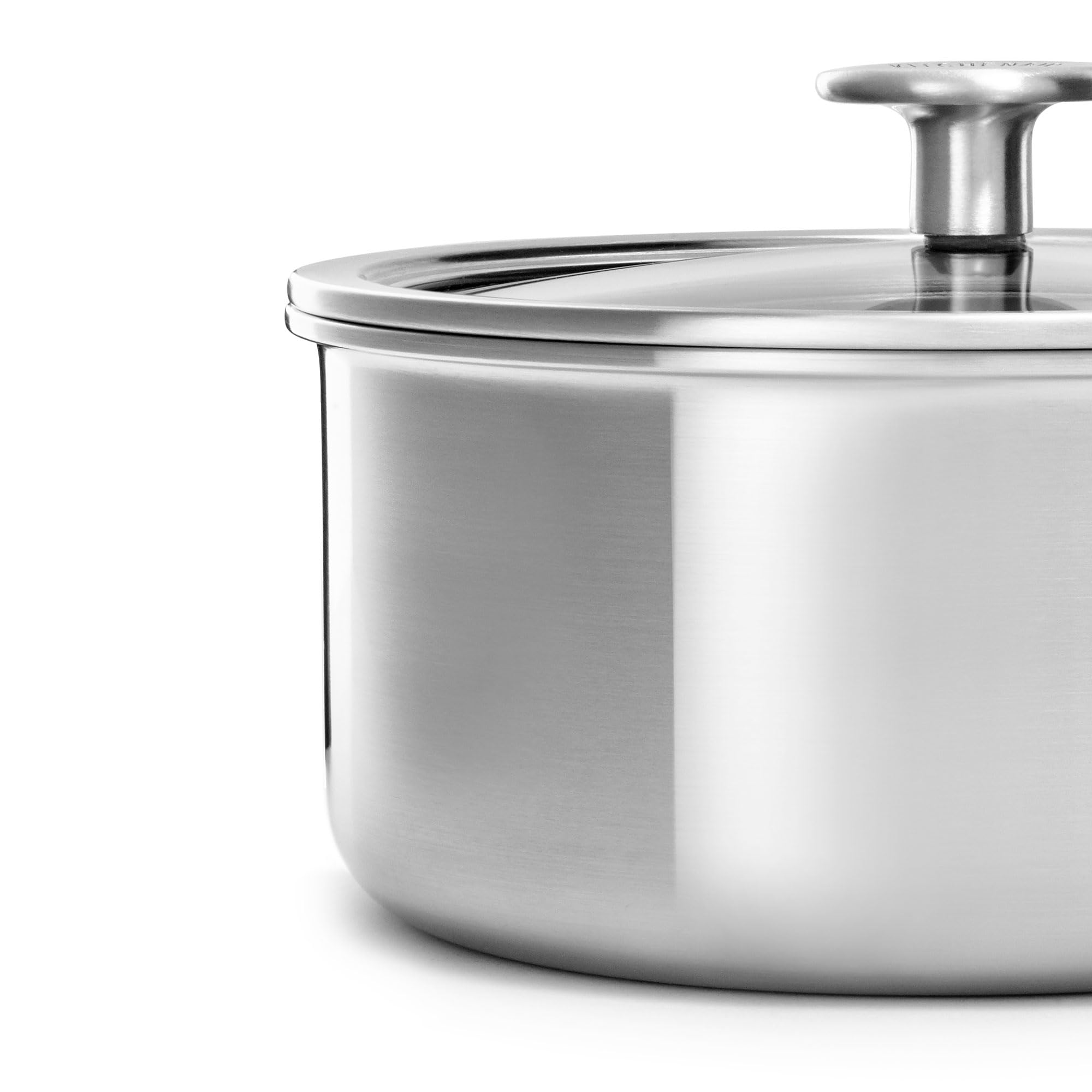 KitchenAid MultiPly 3PLY Cocotte en Acier Inoxydable Sans PFAS avec Couvercle en Verre, 20 cm/3,11 L,Triply, Multiclad, Induction, Va au four jusqu'à 220°C, Lave-Vaisselle, Argent